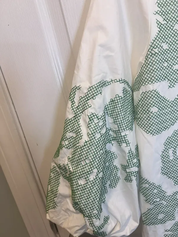Tuckernuck Hyacinth House Arem Embroidered Caftan Small Front Zip White Green - Image 8