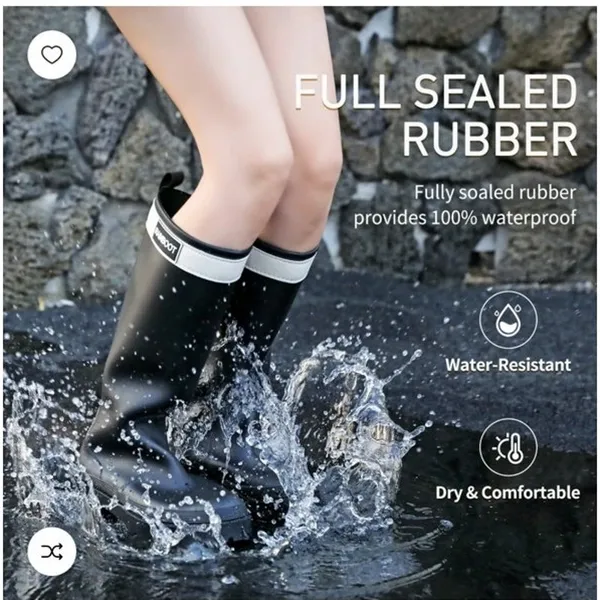 BRAND NEW ~ Women's Black Waterproof Rubber Knee High Rain Garden Boots ~ Size 7 - Image 4