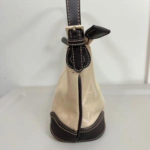 Etienne Aigner True Y2K Small Baguette Crescent Shoulder Bag Canvas Leather Logo - Image 3