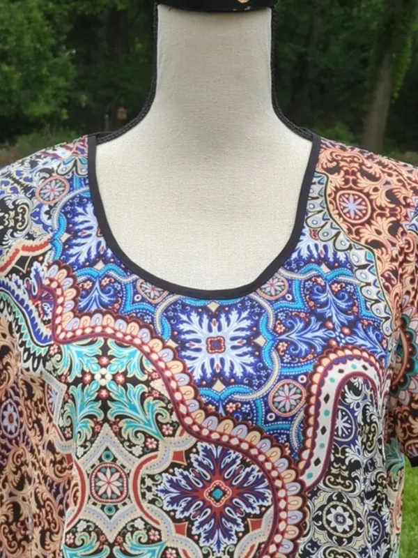 Spense Colorful High Low Hem Short Sleeve Shirt | Spense Boho Print Top - Image 4