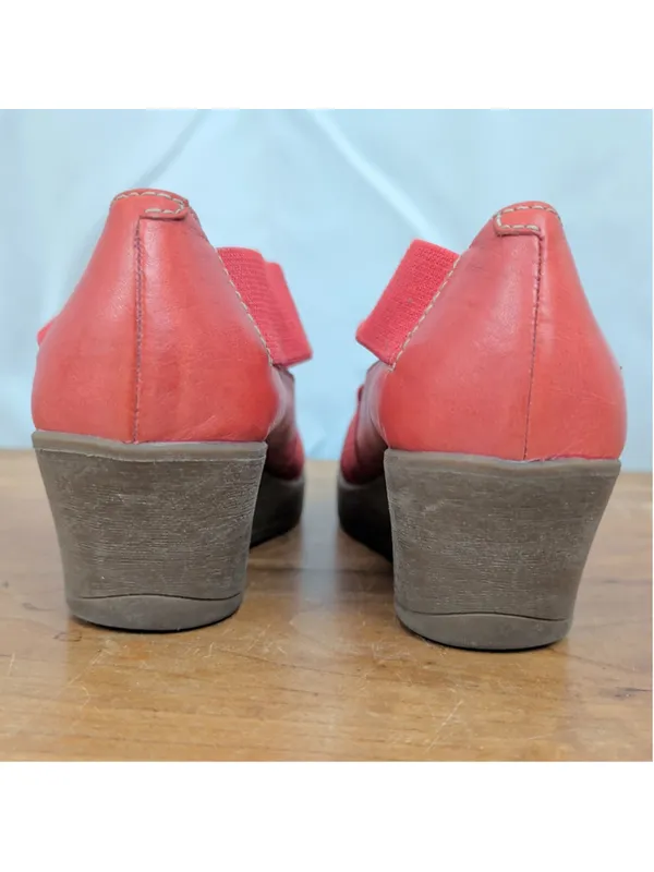 Bussola Zummia Elastic Strappy Red Leather Wedges 39 - Image 4