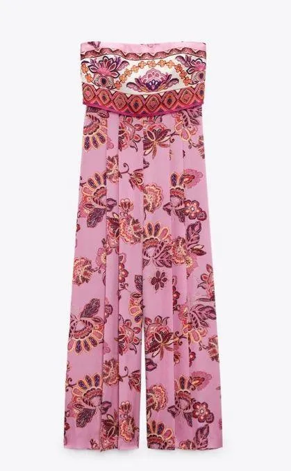 Zara jumpsuit romper wide leg sleeveless boho floral summer vacation casual - Image 12