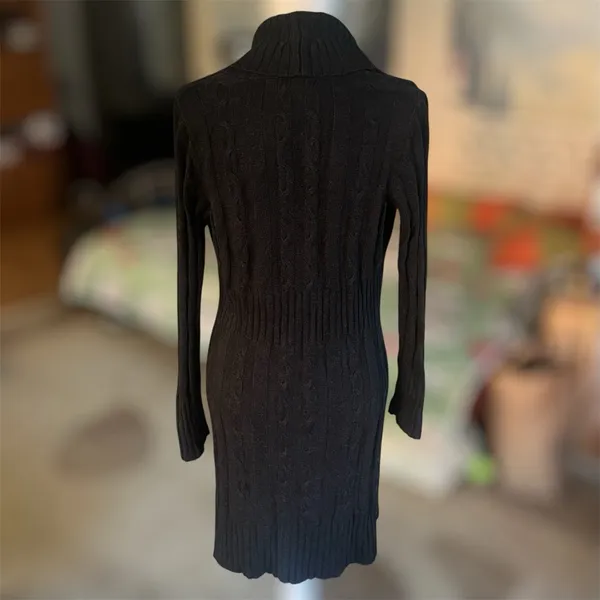 𝅺Alfani Silk Angora Knit Long Sleeve Sweater Dress Shawl Collar Size L - Image 2
