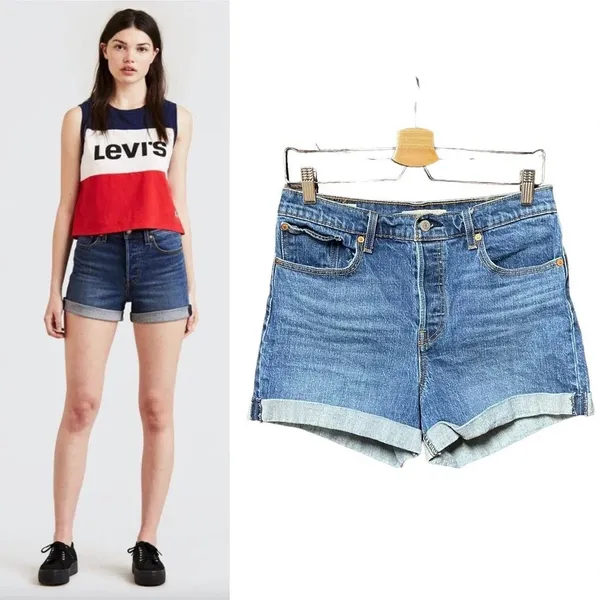 Levi's Wedgie Fit High Rise Denim Shorts‎ Size 30 - Image 2