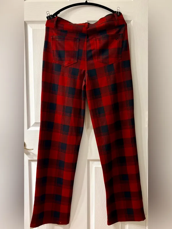 DG2 Red and Black Plaid Flannel Fabric Boot Cut Pants size 14T NWT - Image 2