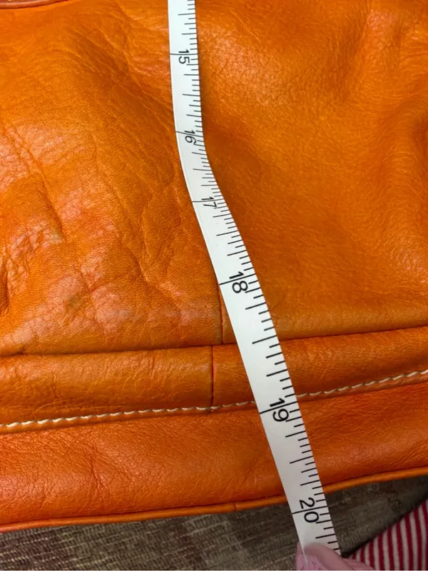 Spiral Orange Leather Hobo Shoulder Bag - Image 8