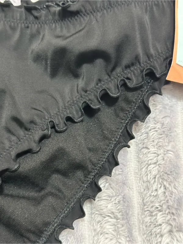 Shade & Shore Black Ruffled Bikini Bottom — Size L (12–14) - Image 2