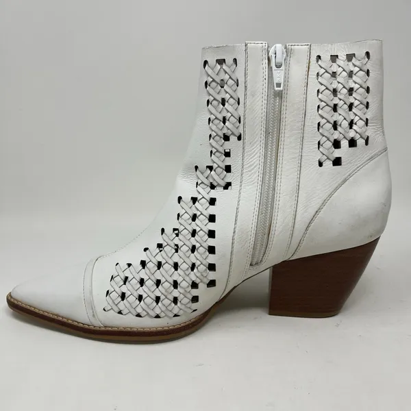 Matisse Bello‎ White Lattice Leather Lasercut Boots Size 8.5 Zip Ankle Booties - Image 8