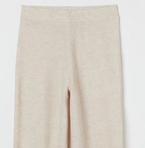 H&M NWT Knit Pants Wide Leg Color - Light beige melange - Image 4