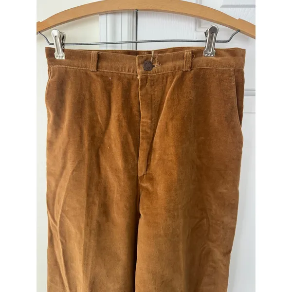 Calvin Klein Vintage Cotton Corduroy Pant Tan High Waist Wide Leg Trouser Size 8 - Image 2