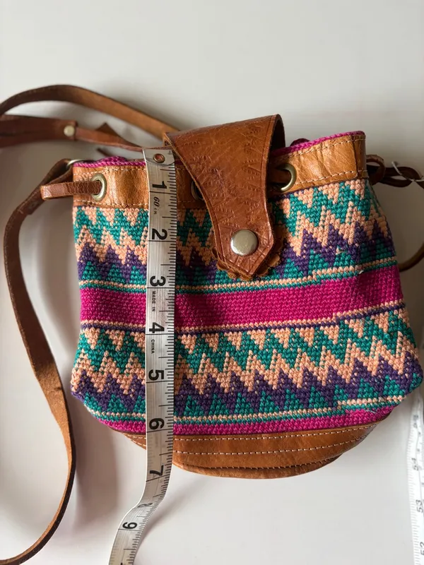 Western Boho Pattern Aztec Handmade Leather Shoulder Satchel Crossbody Bag Purse - Image 3