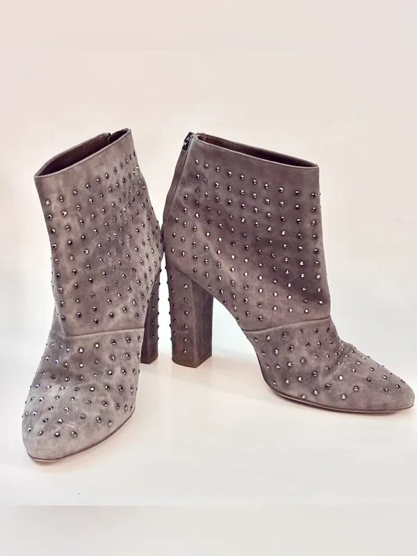 J. Crew Grey Suede Studded Ankle Booties - Image 2