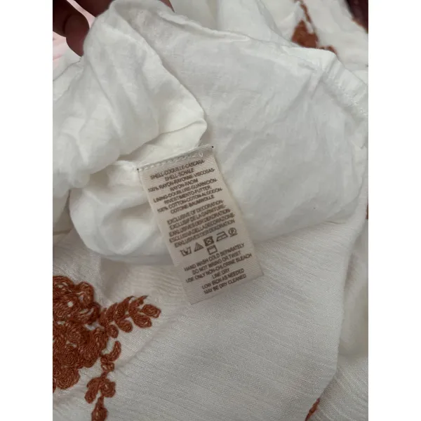 Free People White Rust Embroidered Boho Tunic Mini Dress Size S - Image 7