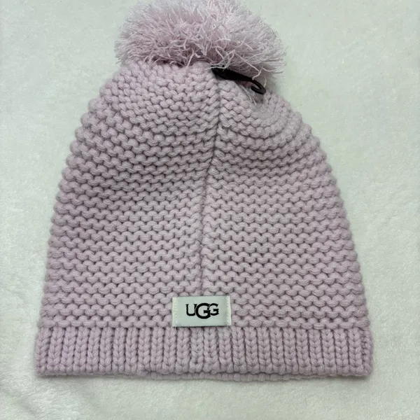 UGG‎ Chunky Crystal Pink Knit Beanie with Pom-Pom O/S - Image 4