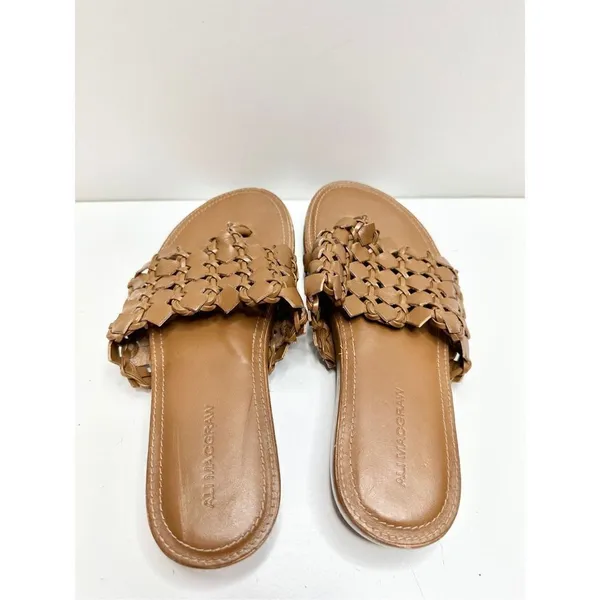 ALI MACGRAW Sandals Womens Size 8 Leather Wren Woven Slip On Shoes‎ - Image 5