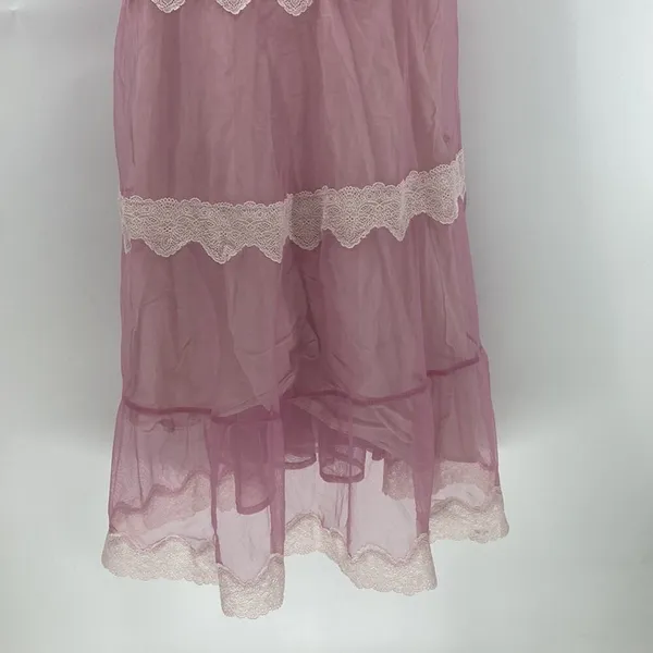 Victoria’s Secret lace tiered pink adjustable straps lined nighty Cottagecore S - Image 4