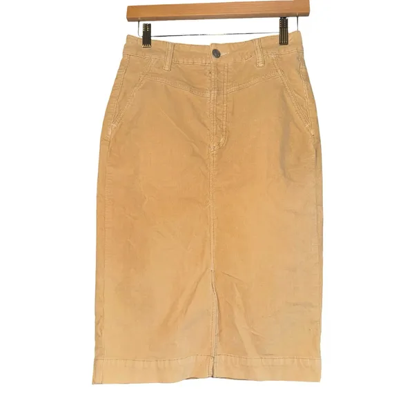 Free People Yellow Corduroy Skirt Womens 26 Academia Retro Boho Casual Librarian - Image 2