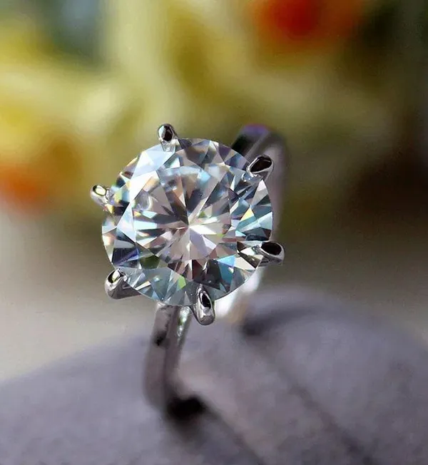Single Solitaire Real 925 Silver 5ct Diamond Ring - Image 3