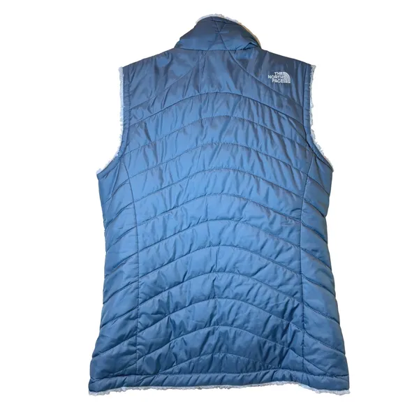 The North Face Womens Reversible Mossbud Swirl Vest Blue Quilted Fleece‎ Medium - Image 5