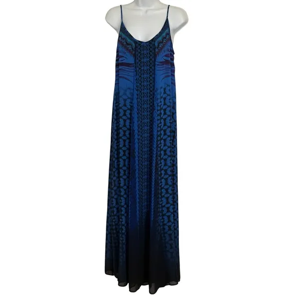 EXPRESS Blue Ombre Geometric Print‎ Boho Maxi Dress EUC Size XS - Image 2