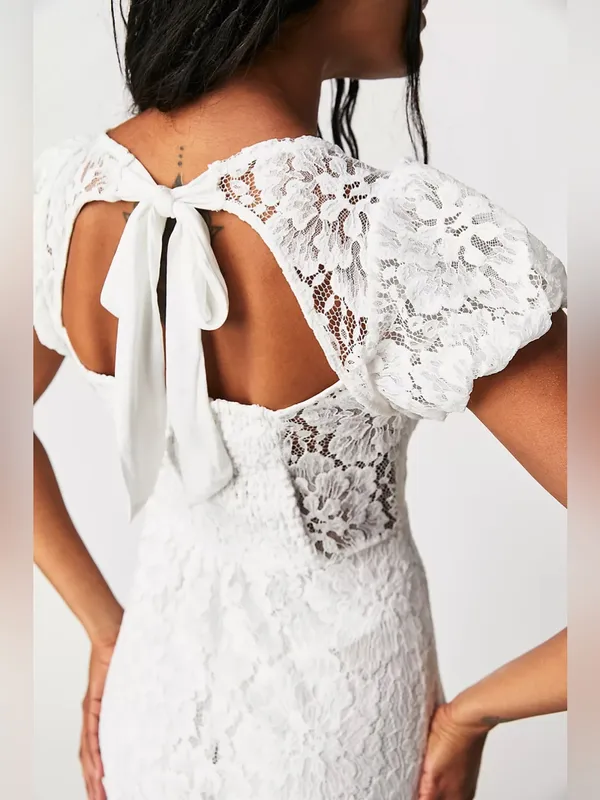 NWT Free People Ivory Hailee Lace Mini Dress ~ Size Medium - Image 4