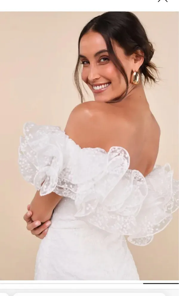 Lulus Angelic Trend White Embroidered Ruffled One-shoulder Mini Dress - Image 5