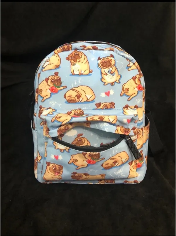 Pug Backpack Purse and Makeup Bag Blue - Image 6