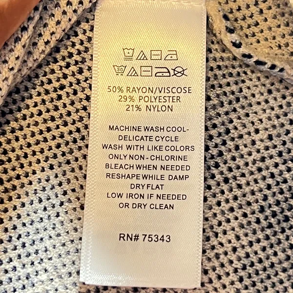 793 | Tahari Plaid Mock Neck Boxy Knit Sweater Tan Blue Women‎ XL - Image 6