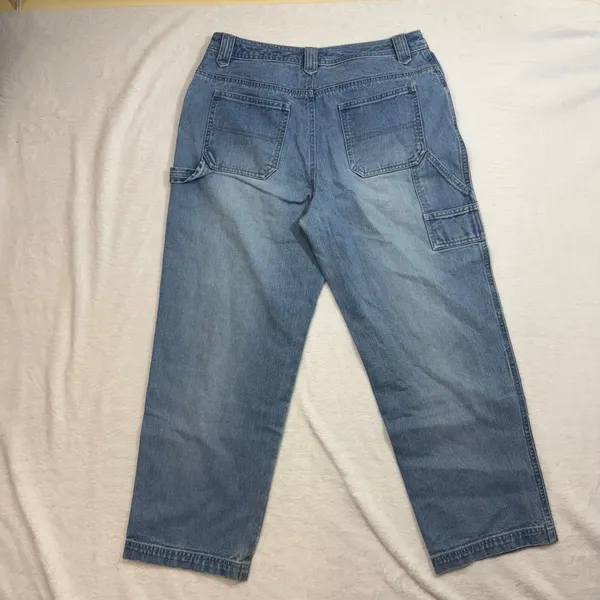 VTG Sonoma Carpenter Jean 12 Petite Cropped Denim Utility Pockets Light Wash 90s - Image 2