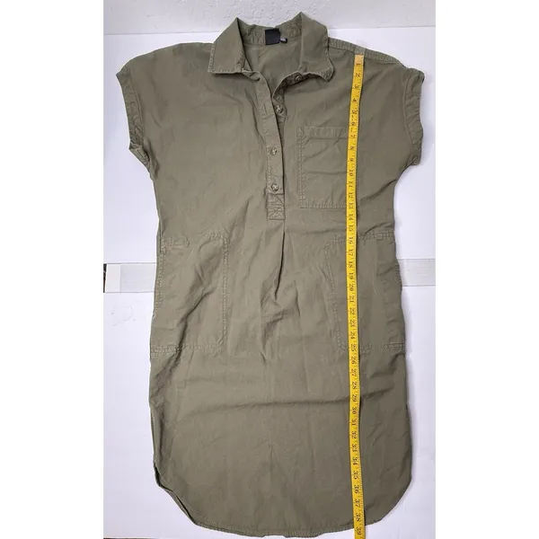GAP Utility Popover Shirt Dress Women Sz Small Army Green Minimal Hipster Casual - Image 3