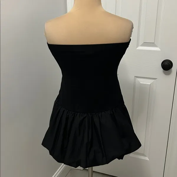 Good Luck Gem Black Bubble Skirt Strapless Mini Dress - Image 3