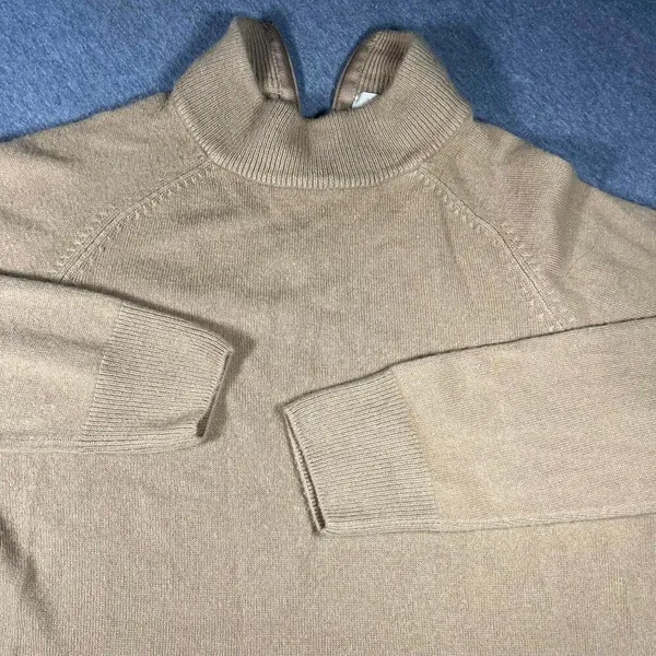 Studio Works 100% Acrylic Woman’s Small Sweater Beige Ribbed Collar Soft Knit - Image 8