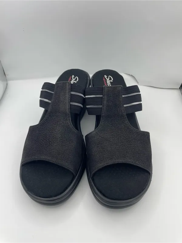 Skechers wedge platform cushion black sandals women’s Size 9 - Image 4