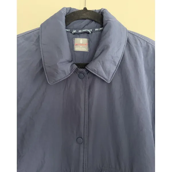 Free People Movement‎ Off The Bleachers Coaches Jacket Navy Blue Women's Small - Image 3