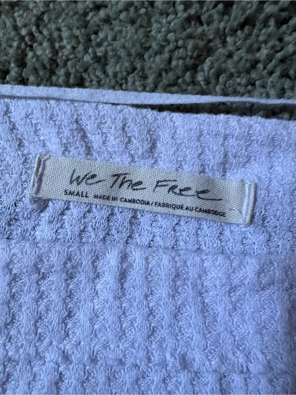 We The Free Oversized Waffle Knit Long Sleeve Womens S White Boho Thermal - Image 5