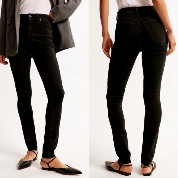 Abercrombie & Fitch Super Skinny High Rise Jeans‎ Black Denim Size 25 / 0 Short - Image 2
