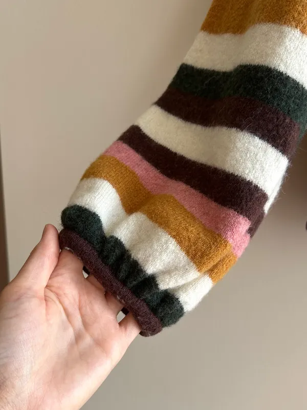 Madewell Women’s Payton Sweater Balloon Sleeve Stripe Cozy Wool Blend, Large - Image 6