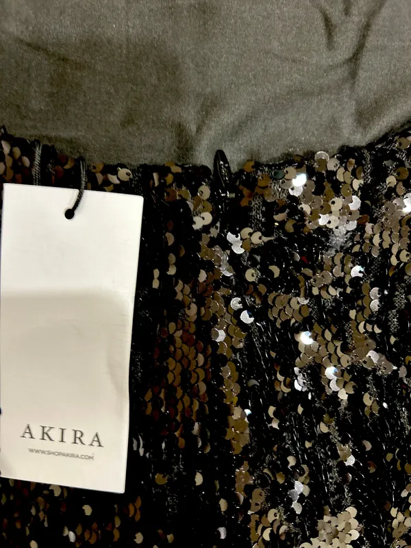 Akira NWT Cool Girl" Hood runway black Sequin Deep V Halter backless dress L - Image 20