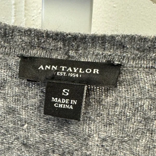 Ann Taylor Merino Wool Cashmere Blend Open Front Cardigan Sweater Small Gray - Image 5