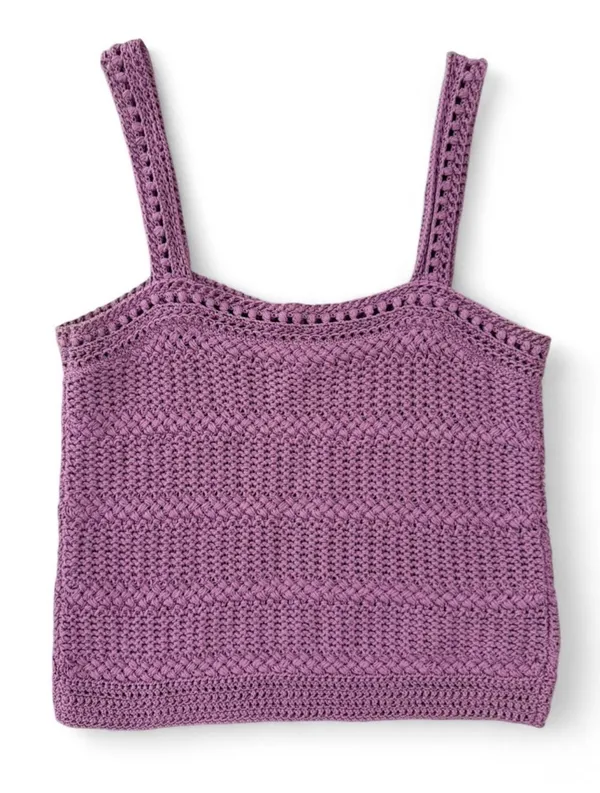 Vince Crochet Square Neck Camisole Lilac Purple Small - Image 4
