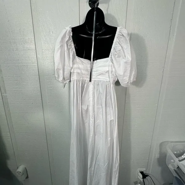 Know One Cares White Empire Cut Poplin Puff Sleeve Midi Dress Size Large NWT - Image 8