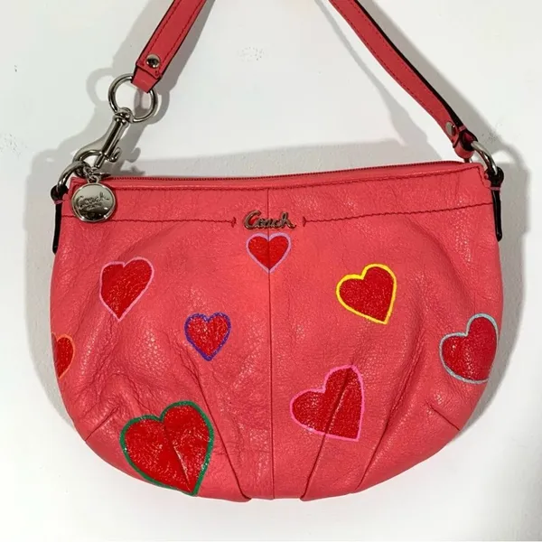 Coach Hand Painted Hearts Pink Shoulder Bag - Image 5