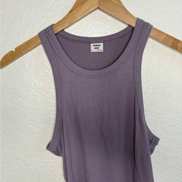 Aritzia Sunday Best Purple Ribbed Tank Top‎ Small S - Image 3