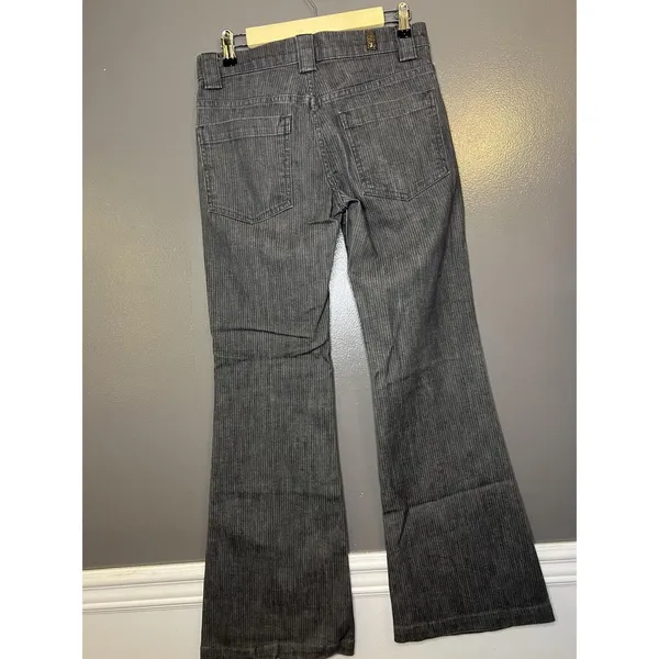 7 For All Mankind Jeans Womens 27 Gray Charcoal Wash Flare Striped Stretch Denim - Image 4