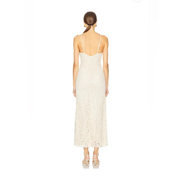 Bardot Adoni Crochet Midi Dress in Light Beige - Image 3