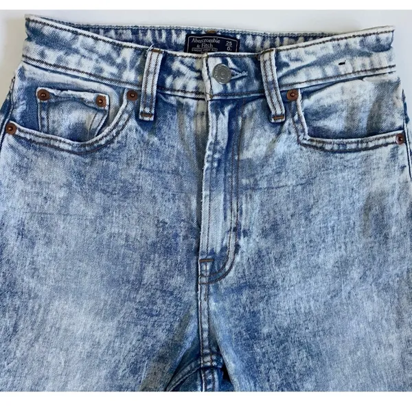 Abercrombie & Fitch Simone High Rise Slim Blue Acid Wash Jeans Size‎ 25 0R - Image 12