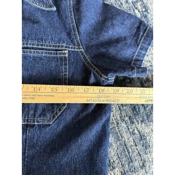 Y2K Sonoma Jean Dress Blue Denim Western Work School Sz. Small Button Down Retro - Image 3