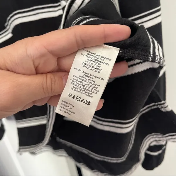 NWT Maeve Anthropologie‎ It Girl Polo Top Black White Stripe Long Sleeve Top - Image 6
