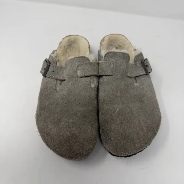 Birkenstock Boston Shearling Clogs Stone Coin Gray Suede Women Size 38 - Image 10