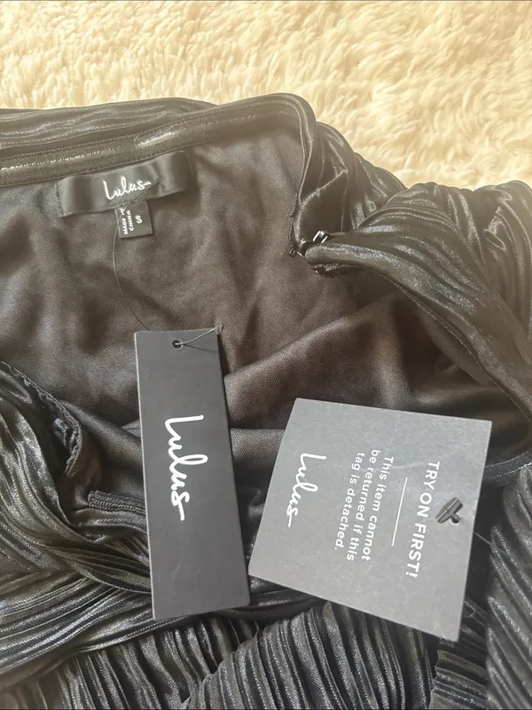 Lulus Lulus Poised Performance Black Plisse One-Shoulder Maxi Dress Size Small - Image 6